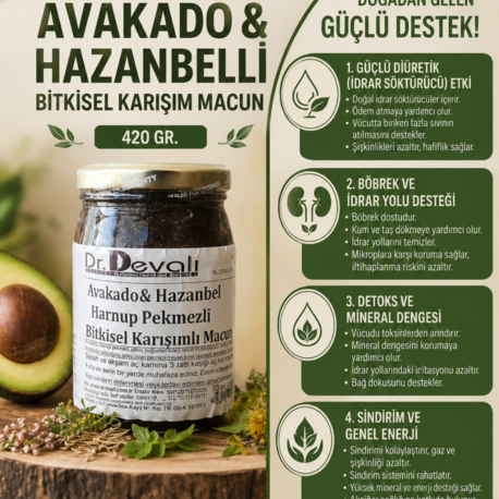Dr.Devalı Böbrek%Safra Rahatsızlıkları Avakado & Hazanbelli Bitkisel Karışım Macun 420 Gr