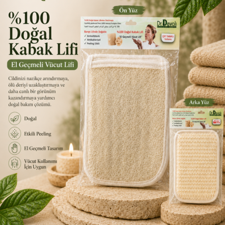 Dr.Devalı Vücut İçin Çift Taraflı El Geçmeli Kabak Lifi (Loofah)