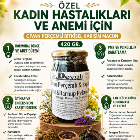 Dr.Devalı Özel Kadın Hastalıkları için Civan Perçemli Bitkisel Karışımlı Macun 420 g