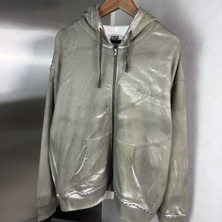 Golden Goose Orjinal Etiketli Fermuarlı Sweatshirt Haki