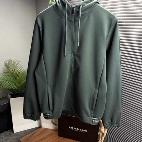 CK Orjinal Etiketli Tam Fermuarlı Sweatshirt Yeşil