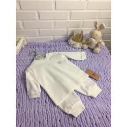 Organik Pamuklu Kumaştan Pijama Takımı 68 cm Beyaz