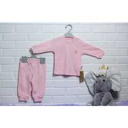 Organik Pamuklu Kumaştan Pijama Takımı 68 cm Pembe