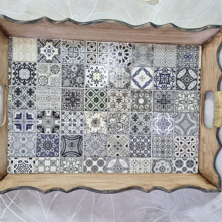 Mozaik Desenli Dikdörtgen Tepsi 