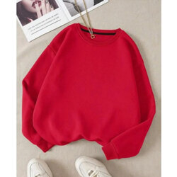 Bisiklet Yaka Kırmızı SweatShirt Kışlık