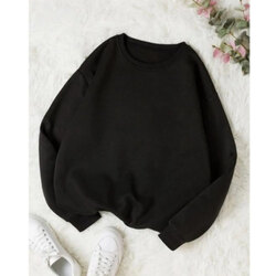 Bisiklet Yaka Siyah Sweatshirt Kışlık 