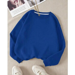 Bisiklet Yaka Mavi Sweatshirt Kışlık