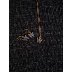 kelebek küpe kolye set