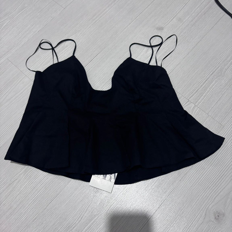 Zara siyah askılı peplum bluz