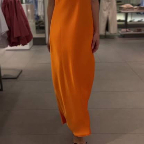 Zara saten turuncu elbise