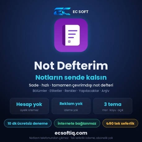 Not Defterim — Sade ve Tamamen Çevrimdışı Not Defteri | Android