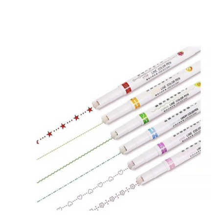 Şekilli Rulo Fosforlu Kalem Seti 6 Renk SH7008-6