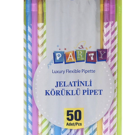 Ece Party Jelatinli Körüklü Pipet 50'li 