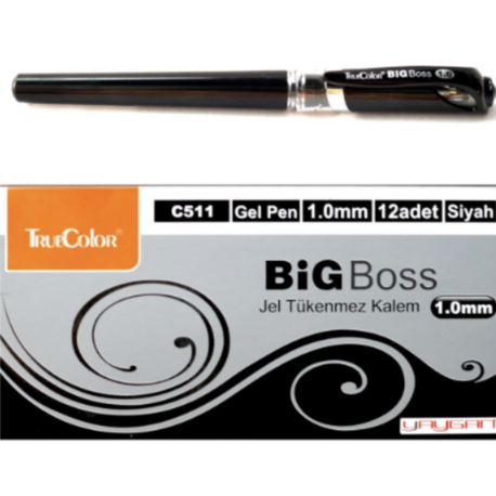 Big Boss 1.0 mm Jel Tükenmez Kalem Siyah 12 Adet