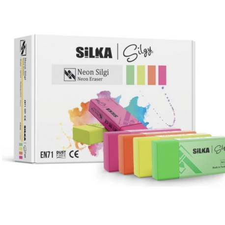 Silka Art3 Neon Orta Boy Silgi 24'lü