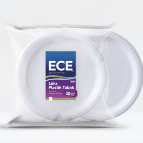Ece Beyaz Plastik Tabak 10'lu 1 Paket