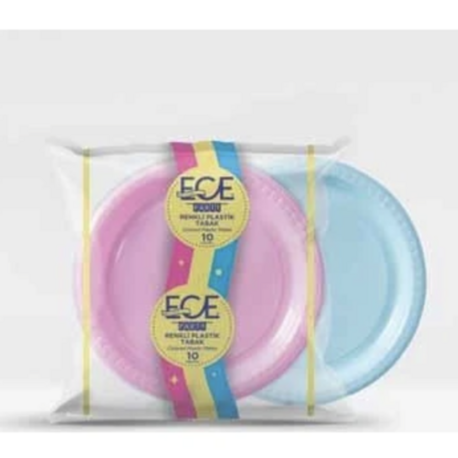 Ece Renkli Plastik Tabak 10'lu 1 Paket