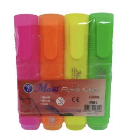 Masis Fosforlu Kalem Neon 4 Renk Takım