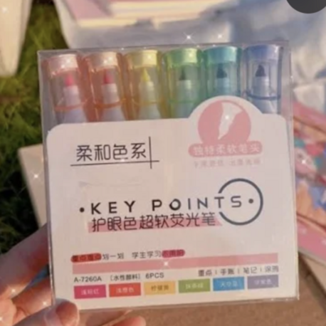  Key Points Pastel Renk Fosforlu Kalem 6 Adet