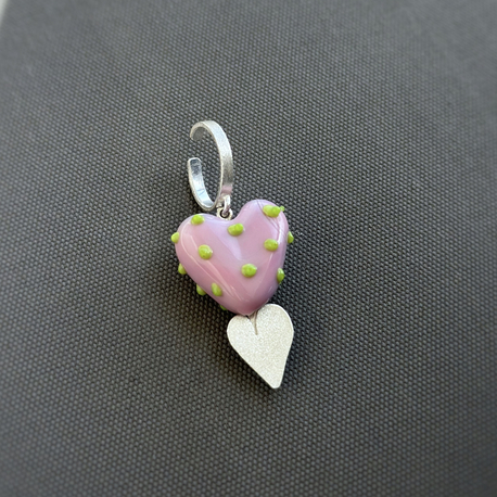 Pembe Murano Kalp Earcuff, gümüş