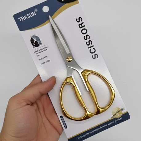 TAKSUN Lüks Plastik Altın Saplı Çok Amaçlı Makas