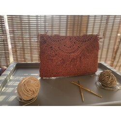desenli el yapımı hasır çanta 