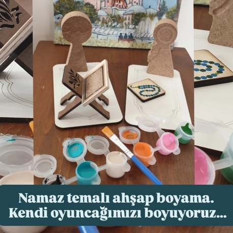 Namaz temalı ahsap boyama