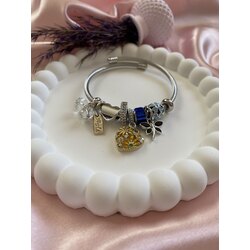 Mavi Kalp Pandora Charm Bileklik