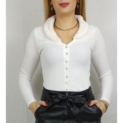YAKASI KÜRKLÜ BLUZ