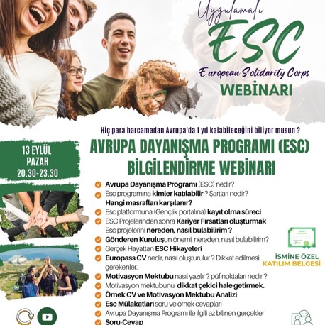 Avrupa Dayanışma Programı (ESC) Atölyesi | Uygulamalı - 13 Eylül Pazar
