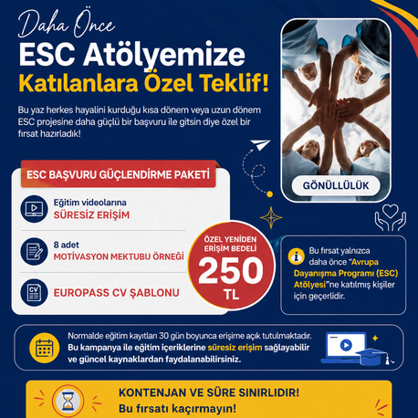 Yeniden Erişim Paketi  | ESC Atölyesi + 8 Motivasyon Mektubu + Europass CV