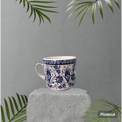 EL YAPIMI ÇİNİ DESENLİ KUPA BARDAK