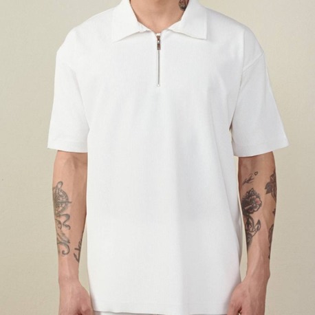 Marrakech Fermuar Detay Tshirt Beyaz