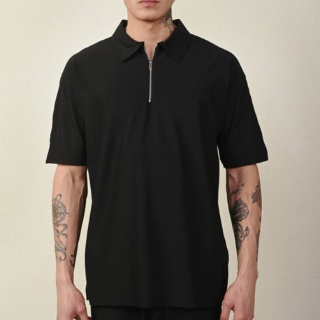 Marrakech Fermuar Detay Tshirt Siyah