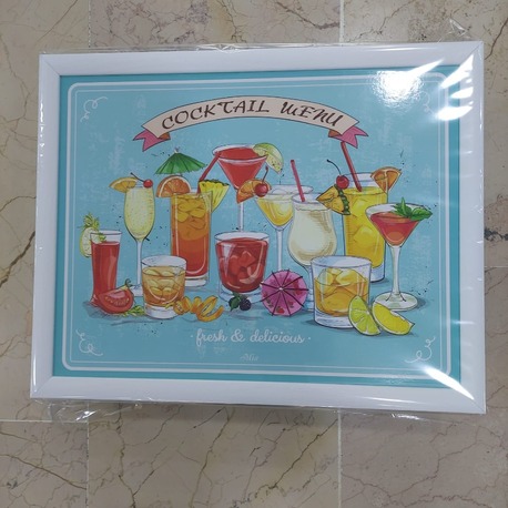 AWTC2080 Cocteil Menu Fresh & Delicious Beyaz Kenarlı Keyif Tepsi 1 Adet