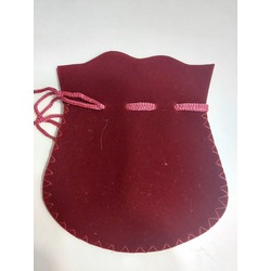 A8816 Bordo Kadife Kese Boy 12x10cm Hıdırellez Takı Altın İçin İpli 1 Adet