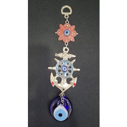 C61119345 Nazar Boncuklu Nazarlık Çapa Denizci Cam Metal Duvar Süs El Yapım 22cm 1 Adet