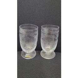 B83624 9,5cm 2'li Bohemia Kristal Cam Bardak Kahve Yanı Şeffaf Desenli