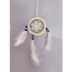 B12931 Dream Catcher Düş Kapanı Tüylü Asmalık 8cm Çap El Yapım Dantel 1 Adet