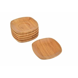 B2502 Bambu Silva 6'lı Kare Çay Tabak Çerez Kase 10x10x1,6cm Tiryaki Özel Tasarım