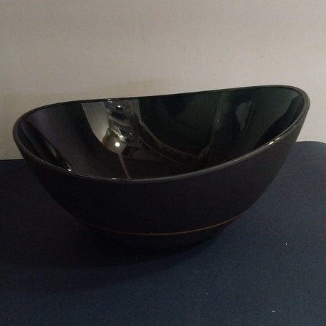 A263734507 Siyah Cam Tabak Alt 13cm Üst 29,5x27,5cm Yükseklik 11cm Çorba Kase 1 Adet