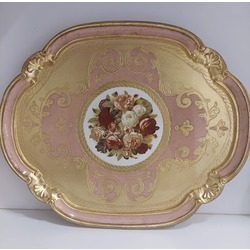 P12/NWTGF-5 L&M Floransa Sanat WDN Oval Tepsi 51x42cm Gold Leaf Açık Pembe 1 Adet