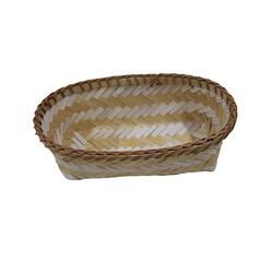MKDV160167 Ev Sepet Öğesi Beyaz Kahverengi %100 doğal malzemelerle üretilmiştir  26x15cm