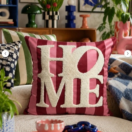 BPNK001 Punch Nakışlı Kırlent Kılıfı - 43*43 Cm - Şeker Pembe Home