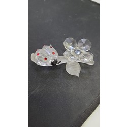 CUBA Cam Yaprak Uğur Böcek 7cm El Yapım Zanaat Tematik Kristal Biblo 1 Adet