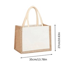 AAQ07772 Jüt Çanta Boş Beyazlatılmamış Büyük 35x27x15cm Yeniden Kullanılabilir 1 Adet