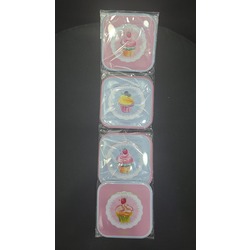 AZ9QW5?t Chocolate Cookie Cupcake 4'lü Bardak Altlık Beautiful Art Çok Renkli Tatlı Yemek