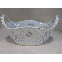 altınroment Romen El Yapımı Porselen Beyaz Renk Şekerlik  21x13cm, Yükseklik 8