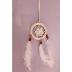 D12931 Dream Catcher Düş Kapanı Tüylü Asmalık 8cm Çap El Yapım Dantel 1 Adet