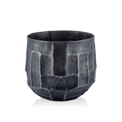 1MR-1740 Grid Chisel Eskitme Siyah Orta Boy Saksı 23,5x21,5cm 1 Adet